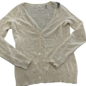 Coincidence & Chance Sweater Womens Medium Beaded Embellished Angora Wool Blend